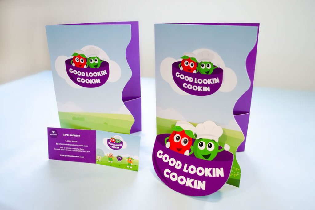 Printed Good Lookin Cookin menu and business cards