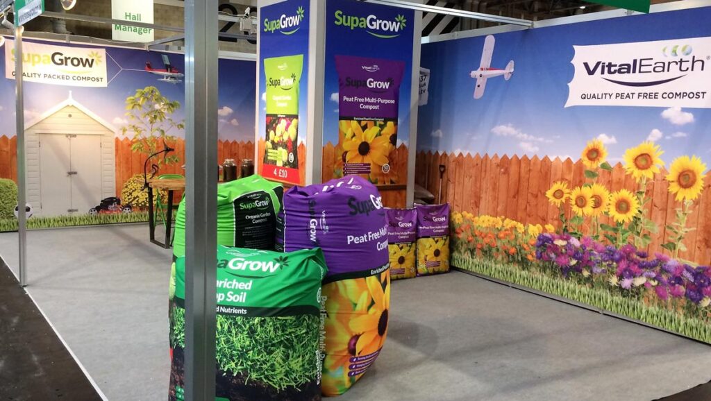 A photograph showing the Vital Earth exhibition stand designed by oodle Agency